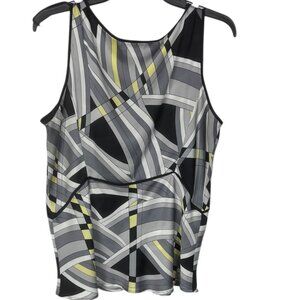 Nine West Woman's Sleeveless Black, White, Gray, Yellow Top Size Large